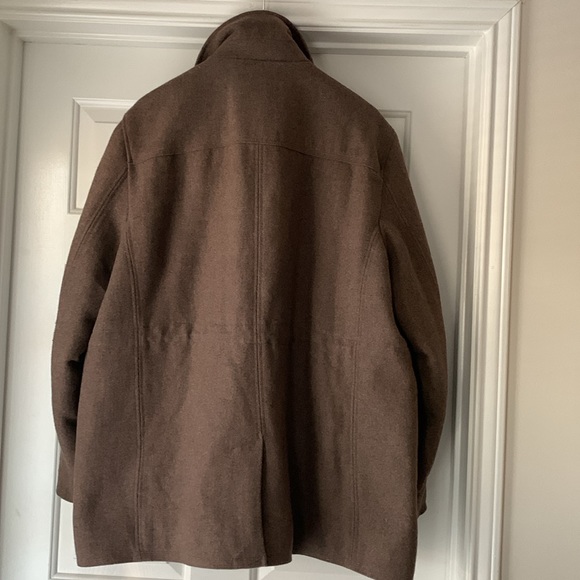 Tasso Elba Mens Full Zip Wool Blend Overcoat Brown - Picture 10 of 16